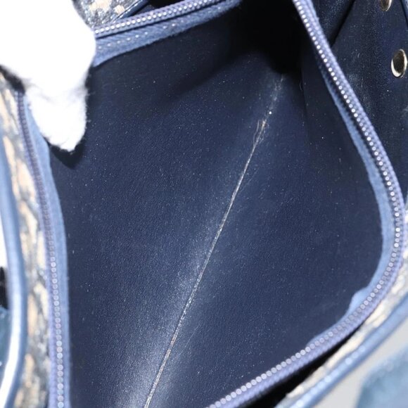 Christian Dior Trotter Canvas Hand Bag Navy Gold Auth 142435 - Picture 13 of 16